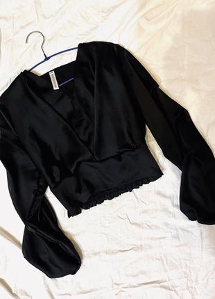 Блузка блуза топ коротка кофта атласна сорочка кофта