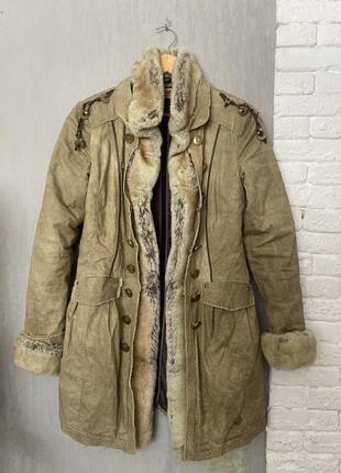 Винтажная куртка кардиган с опушкой натуральный мех sportalm, m3 фото