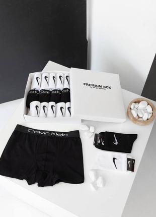 Комплект мужского белья 5 штук + 12 пар носков Brązowy calvin klein качественные черные мужские трусы боксеры и носки