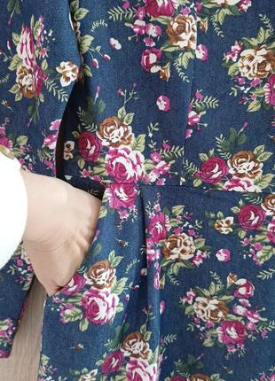 Жіноча джинсова сукня квітковий принт4 фото
