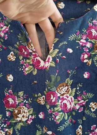 Жіноча джинсова сукня квітковий принт3 фото