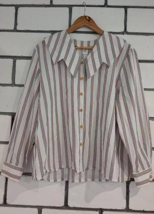 Коттоновая винтажная блузка рубашка с оригинальным воротником; frede (германия)