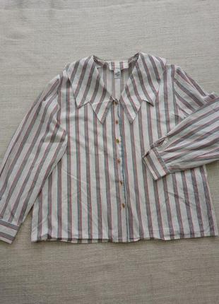 Коттоновая винтажная блузка рубашка с оригинальным воротником; frede (германия)3 фото