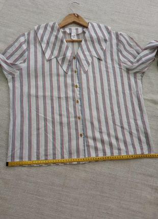 Коттоновая винтажная блузка рубашка с оригинальным воротником; frede (германия)7 фото