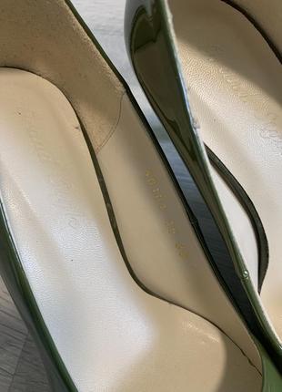 Туфлі човники, оливковий колір 38р6 фото