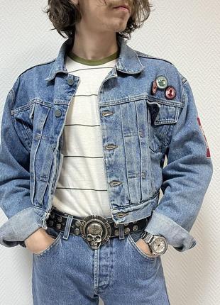 Куртка тракер джинс кроп канада вінтаж vintage5 фото