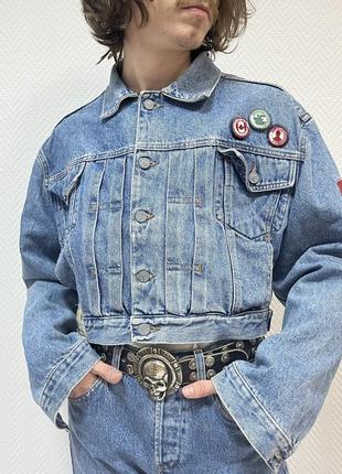 Куртка тракер джинс кроп канада вінтаж vintage