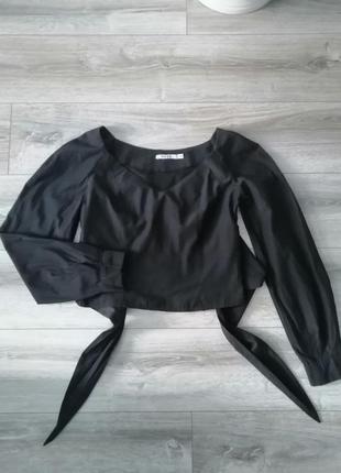 Блуза з поясом широкі рукава na-kd в стилі cos zara tied waist puff sleeve blouse5 фото