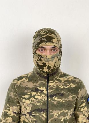 Універсальна зручна маска балаклава шапка баф зсу камуфляж піксель для військових, тактична зимова балаклава з флісу5 фото