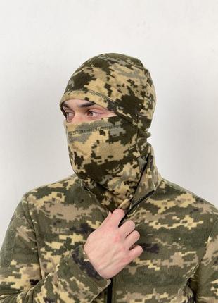 Універсальна зручна маска балаклава шапка баф зсу камуфляж піксель для військових, тактична зимова балаклава з флісу6 фото