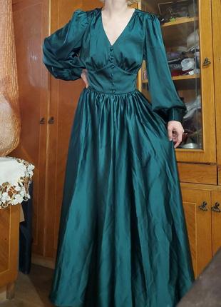 Сатинове атласне смарагдове плаття shein