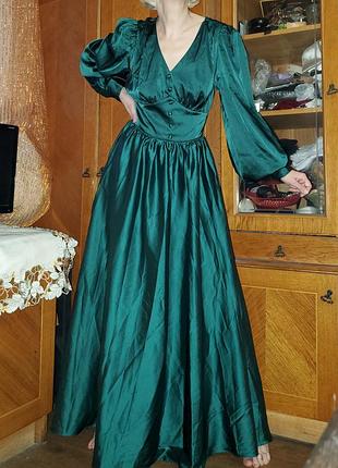 Сатинове атласне смарагдове плаття shein