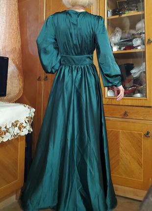 Сатинове атласне смарагдове плаття shein