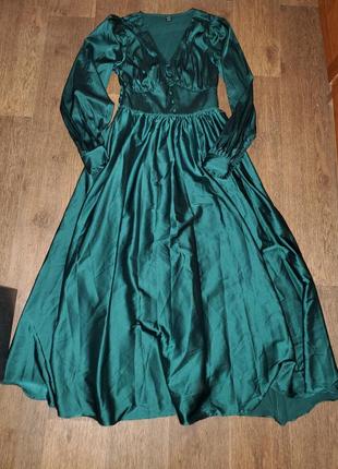 Сатинове атласне смарагдове плаття shein