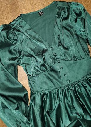 Сатинове атласне смарагдове плаття shein