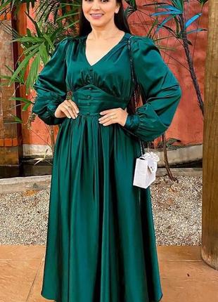 Сатинове атласне смарагдове плаття shein