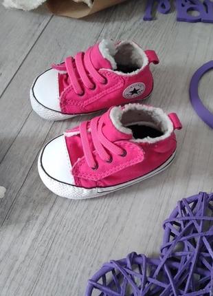 Пинетки кроссовки кеды для новорожденной девочки розовые размер 19 (стелька 11,5 см)3 фото