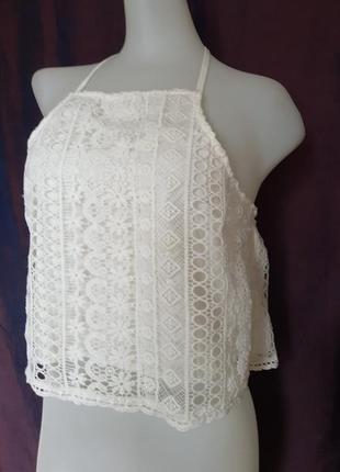 Жіноча біла мережива, літня блуза, блузка, майка топ4 фото