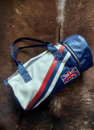 Стильна яскрава сумка бочка принт британський прапор. унісекс.1 фото