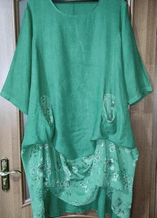 Льняное платье оверсайз (италия) 100% лен, бохо