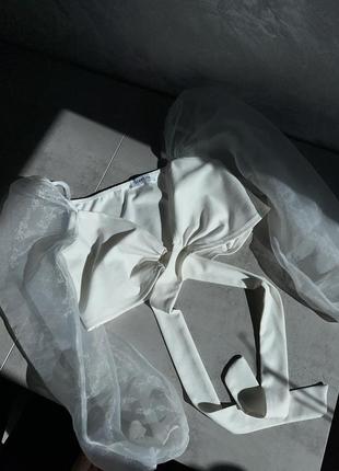 Топ топик блуза блузка кофта рукава обʼємні з органзи3 фото
