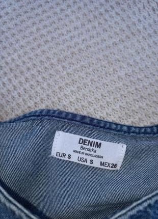 Укороченная джинсовая блуза с воланами bershka5 фото