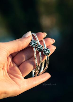 Браслет «конюшина» женский браслет серебро1 фото