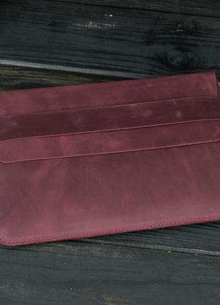 Кожаный чехол для macbook дизайн №24, натуральная винтажная кожа, цвет бордо2 фото