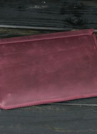 Кожаный чехол для macbook дизайн №24, натуральная винтажная кожа, цвет бордо4 фото