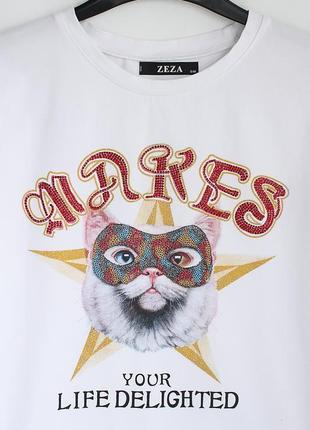 Очень красивая футболка с котиком2 фото
