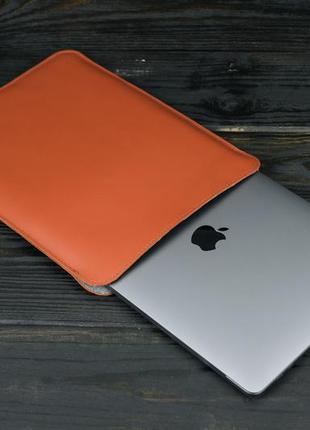 Кожаный чехол для macbook дизайн №1 с войлоком, натуральная кожа grand, цвет коричневый, оттенок коньяк
