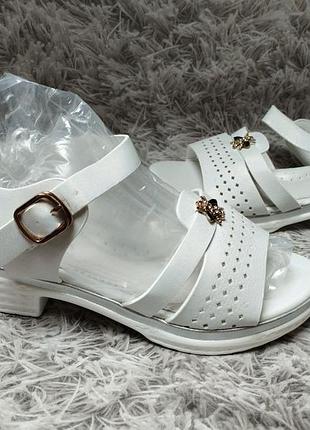 Двойные белые босоножки для девочки, 32-37рр