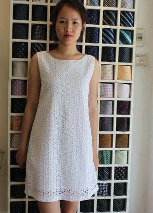 Белое платье хлопок, хлопковое платье прошва, прошвенное платье свободное, сарафан2 фото