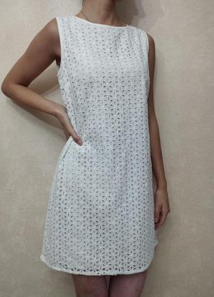 Белое платье хлопок, хлопковое платье прошва, прошвенное платье свободное, сарафан3 фото