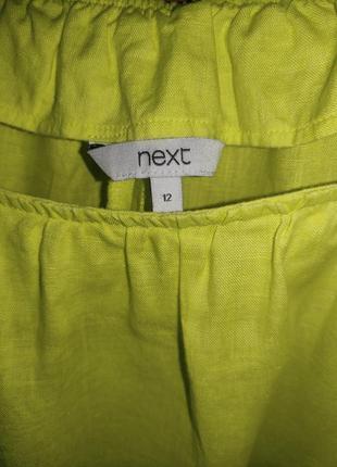 Льняна блуза оверсайз лимонного кольору next (100% льон)10 фото