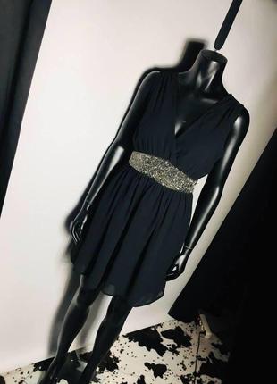Чорне ошатне плаття з декорованим оздобленням benetton1 фото