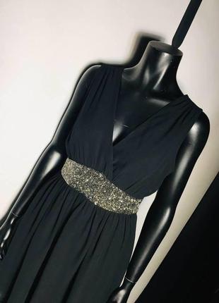 Чёрное нарядное платье с декорированной отделкой benetton3 фото