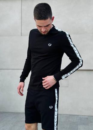 Шорты fred perry на лампасах черный6 фото