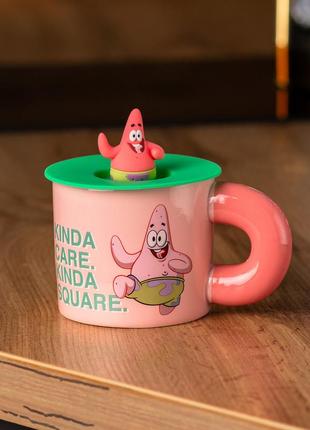 Чашка керамическая с крышкой "патрик стар" 400 мл patrick star