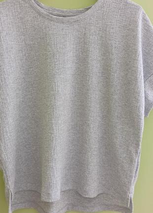 Блуза льон трикотаж сіра базова футболка1 фото