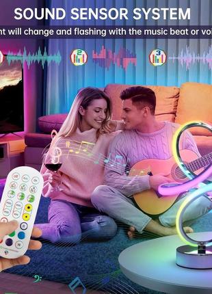 Сучасні настільні лампи rgb, світлодіодна спіральна настільна лампа, срібна лампа для ліжка з пультом дистанційного керування6 фото