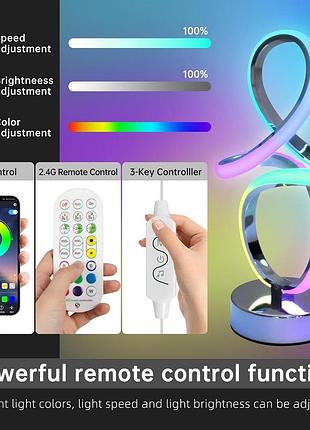 Сучасні настільні лампи rgb, світлодіодна спіральна настільна лампа, срібна лампа для ліжка з пультом дистанційного керування3 фото
