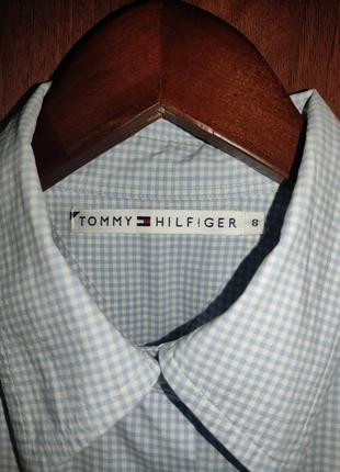 Коттоновая рубашка в клетку Tommy hilfiger (хлопок, эластан)7 фото