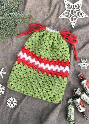 Рождественская вязаная сумка для подарков, мешочек, рождественские украшения, зимний декор для дома, украшение