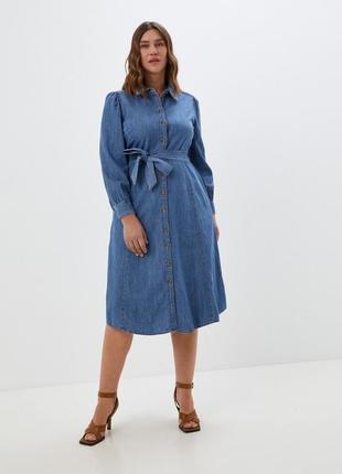 Джинсовое платье, платье, миди, сарафан, пуговицы, джинс m&s