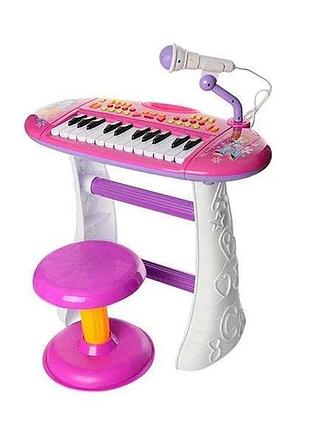 Дитячий синтезатор із мікрофоном на ніжках зі стільчиком bb383bd3 фото