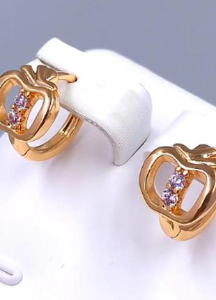 Сережки дитячі яблучко  xuping позолота хр 18 к. діаметр 1,3 см.