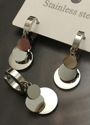 Серьги из медицинского золота stainless steel, позолоченные