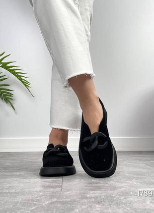 Туфли missia, черные, натуральная замша с перфорацией9 фото