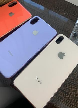 Чохол глянцевий з логотипом glossy silicon case для iphone xs max violet стекло и силикон2 фото